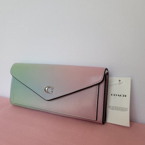 COACH Wyn Envelope Ombre Soft Smooth Leather Wallet- Pale Pistachio Multi ⭐ - Picture 5 of 16